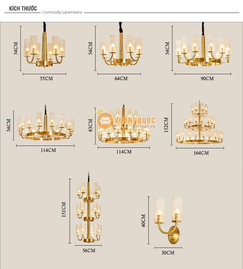 Đèn chùm đồng nhập khẩu phong cách ý sang trọng abr125-9